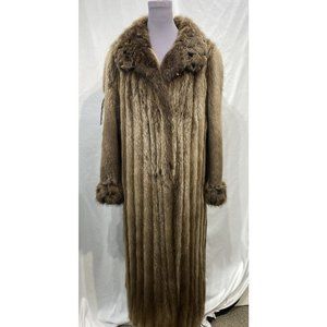 long hair beaver coat w/ shearded beaver insert trim (50082)